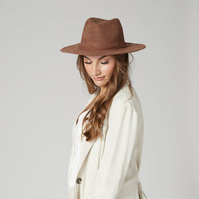 FEDORA - Cut & Sew Faux Suede Floppy Fedora Wrapped Back Knot Trim