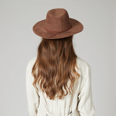 FEDORA - Cut & Sew Faux Suede Floppy Fedora Wrapped Back Knot Trim