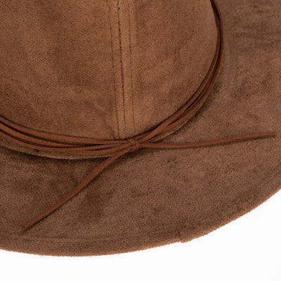 FEDORA - Cut & Sew Faux Suede Floppy Fedora Wrapped Back Knot Trim