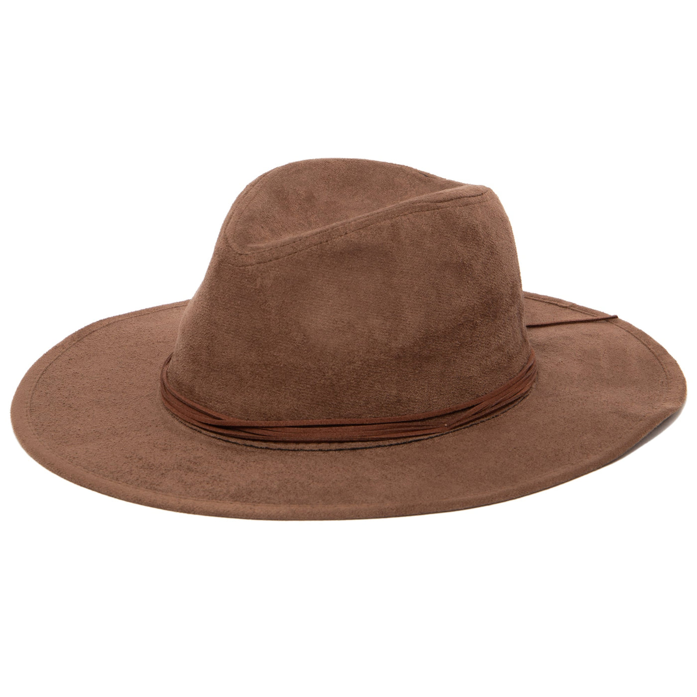 FEDORA - Cut & Sew Faux Suede Floppy Fedora Wrapped Back Knot Trim