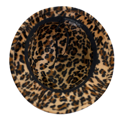BUCKET - Women's Faux Wool Felt Leopard Cloche With Grosgrain Bow