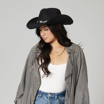 COWBOY - Women'S Faux Felt Cowboy W/ Western Conche Trim