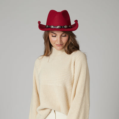 COWBOY - Women'S Faux Felt Cowboy W/ Western Conche Trim