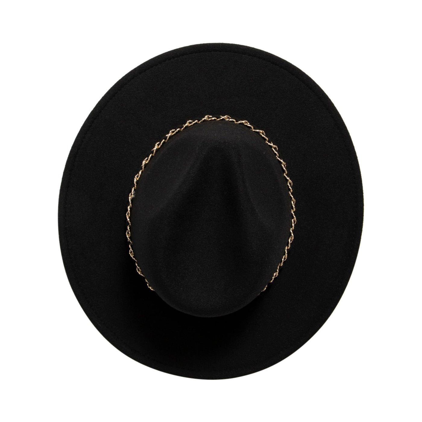 FEDORA - Women's Faux Felt Fedora W/ Gold Chain Trim