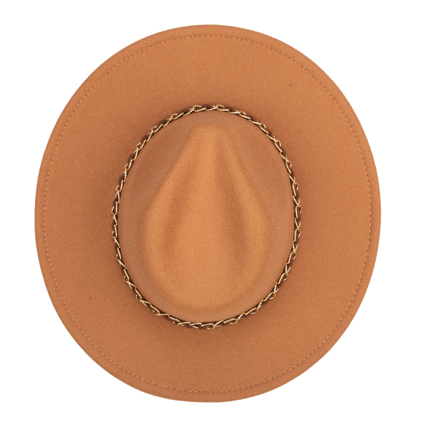 FEDORA - Women's Faux Felt Fedora W/ Gold Chain Trim