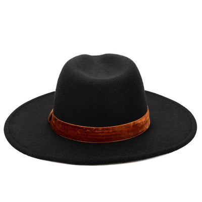 FEDORA - Women's Faux Felt Fedora W/ Velvet Band