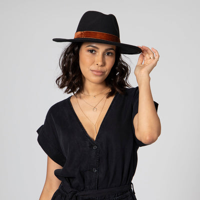 FEDORA - Women's Faux Felt Fedora W/ Velvet Band