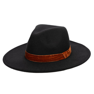 FEDORA - Women's Faux Felt Fedora W/ Velvet Band