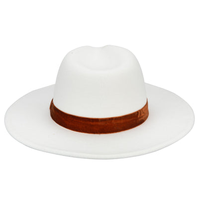 FEDORA - Women's Faux Felt Fedora W/ Velvet Band