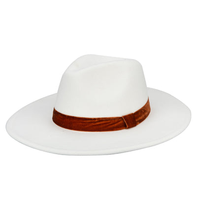 FEDORA - Women's Faux Felt Fedora W/ Velvet Band