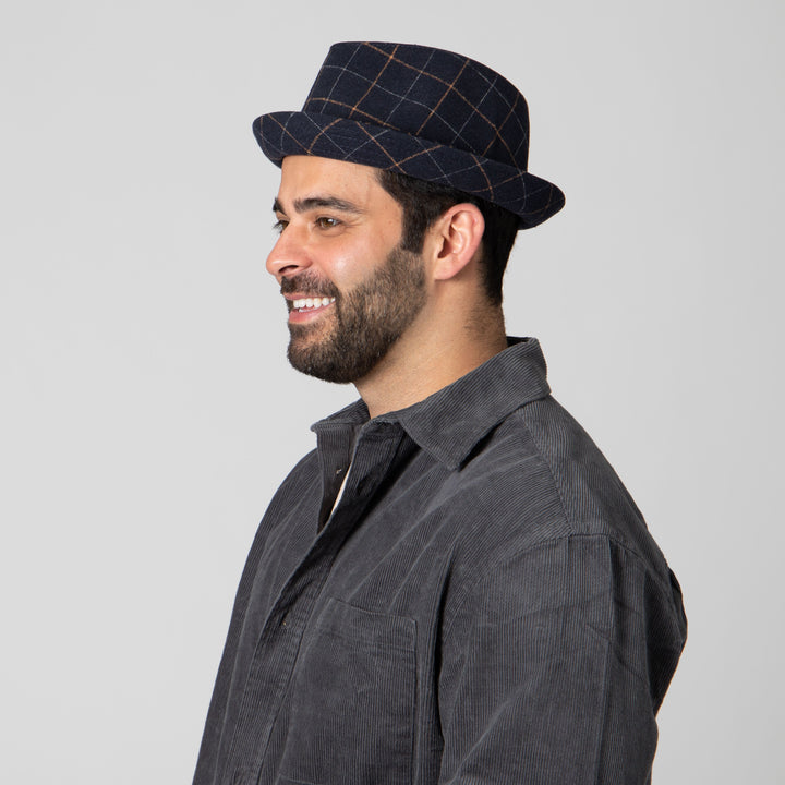 Men's Brown Cut and Sew Pokpie with Double Fold Self Band