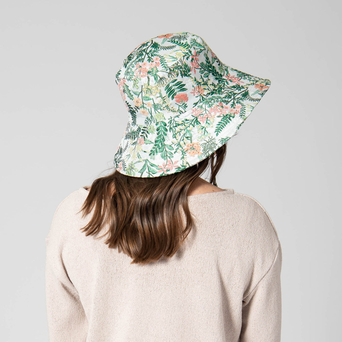 BUCKET - Colony Palms - Floral Printed Bucket Hat With Ties