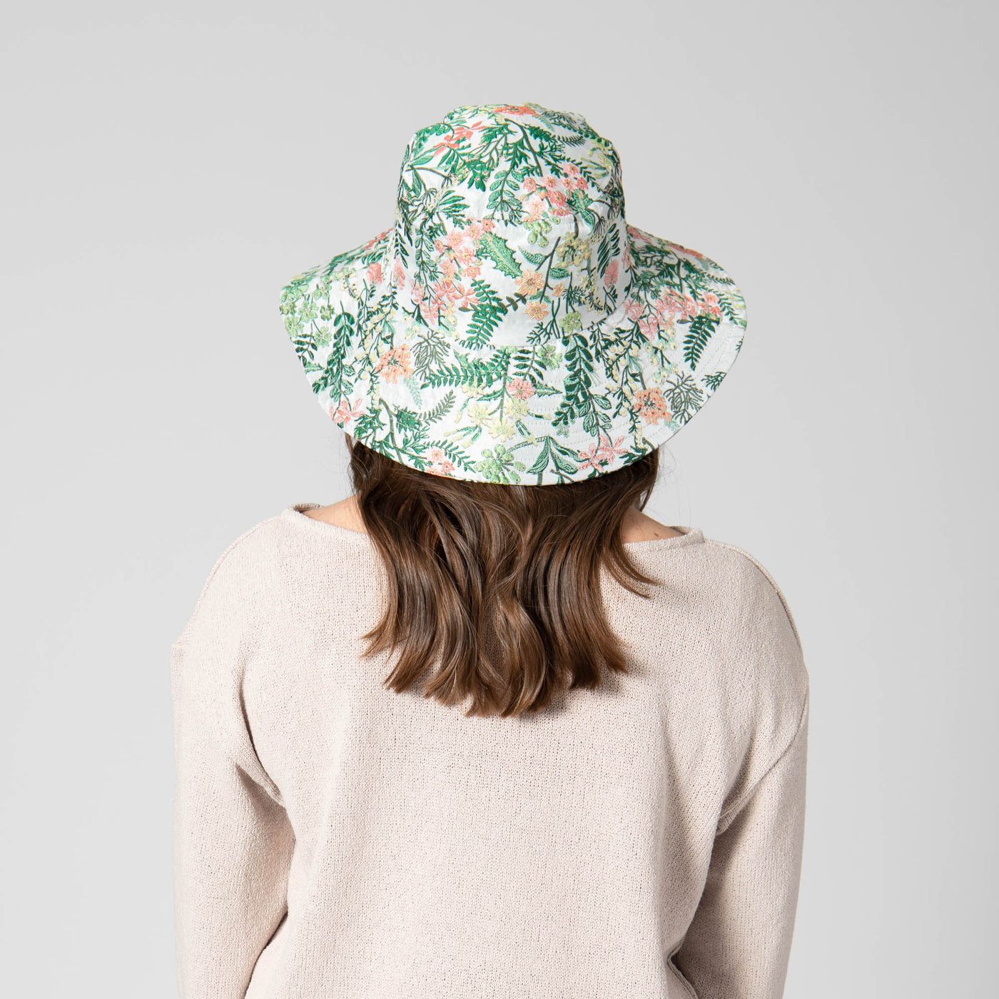 BUCKET - Colony Palms - Floral Printed Bucket Hat With Ties