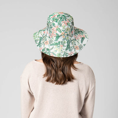 BUCKET - Colony Palms - Floral Printed Bucket Hat With Ties
