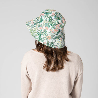 BUCKET - Colony Palms - Floral Printed Bucket Hat With Ties