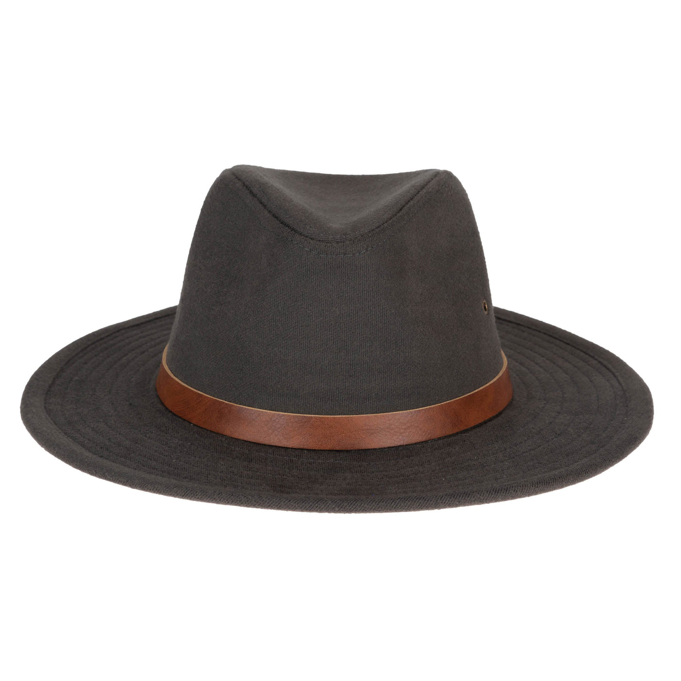 FEDORA - Faux Felt Fedora With Braided Faux Leather Trim