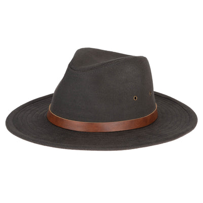 FEDORA - Faux Felt Fedora With Braided Faux Leather Trim