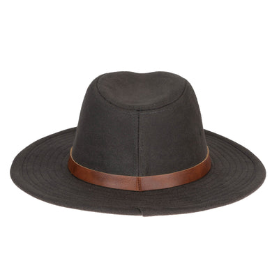 FEDORA - Faux Felt Fedora With Braided Faux Leather Trim