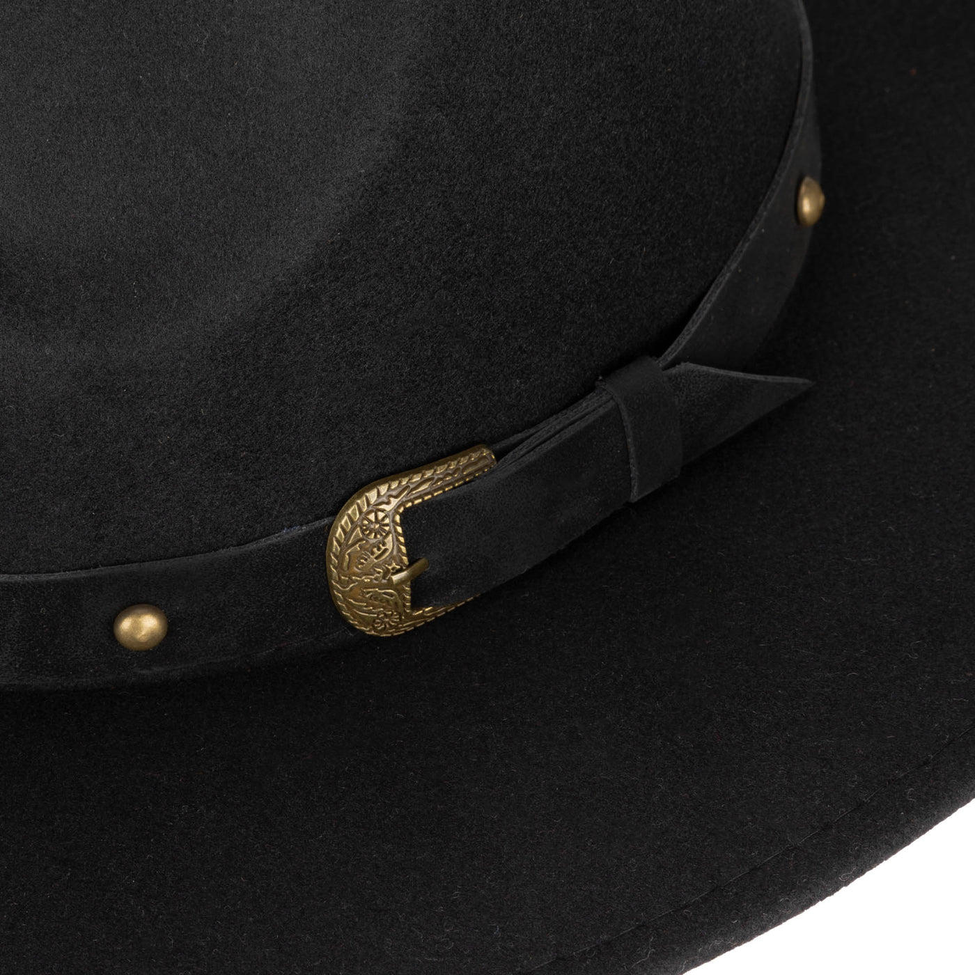 FEDORA - Faux Felt Fedora With Faux Leather Western Buckle Band