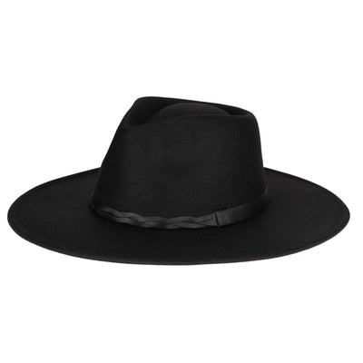 FEDORA - Faux Felt Fedora With Half Braided Faux Leather Band