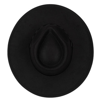 FEDORA - Faux Felt Fedora With Half Braided Faux Leather Band