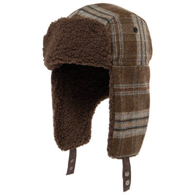 TRAPPER - Faux Wool Plaid Trapper With Sherpa Brim And Lining