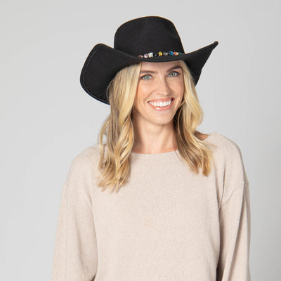 Pinch Crown Cowboy with Multi Gemstone Band-COWBOY-San Diego Hat Company