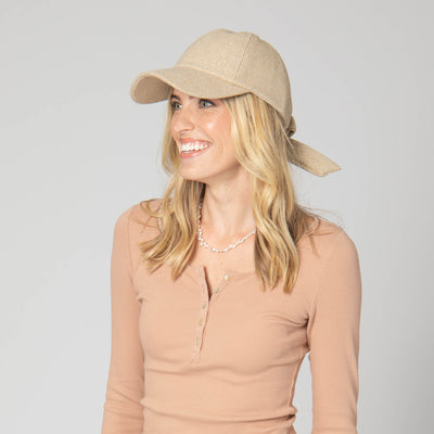 Cut & Sew Gold Shimmer Cap with Bow Tie-BASEBALL CAP-San Diego Hat Company