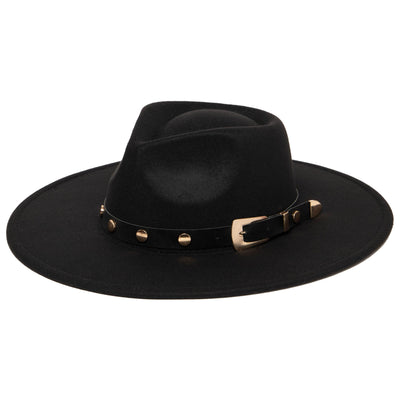 Faux Felt Fedora with Western Buckle Band-FEDORA-San Diego Hat Company