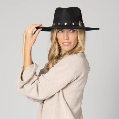 Faux Felt Fedora with Western Buckle Band-FEDORA-San Diego Hat Company