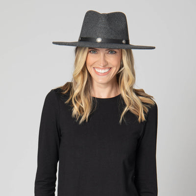 Faux Felt Fedora with Silver Concho Band-FEDORA-San Diego Hat Company
