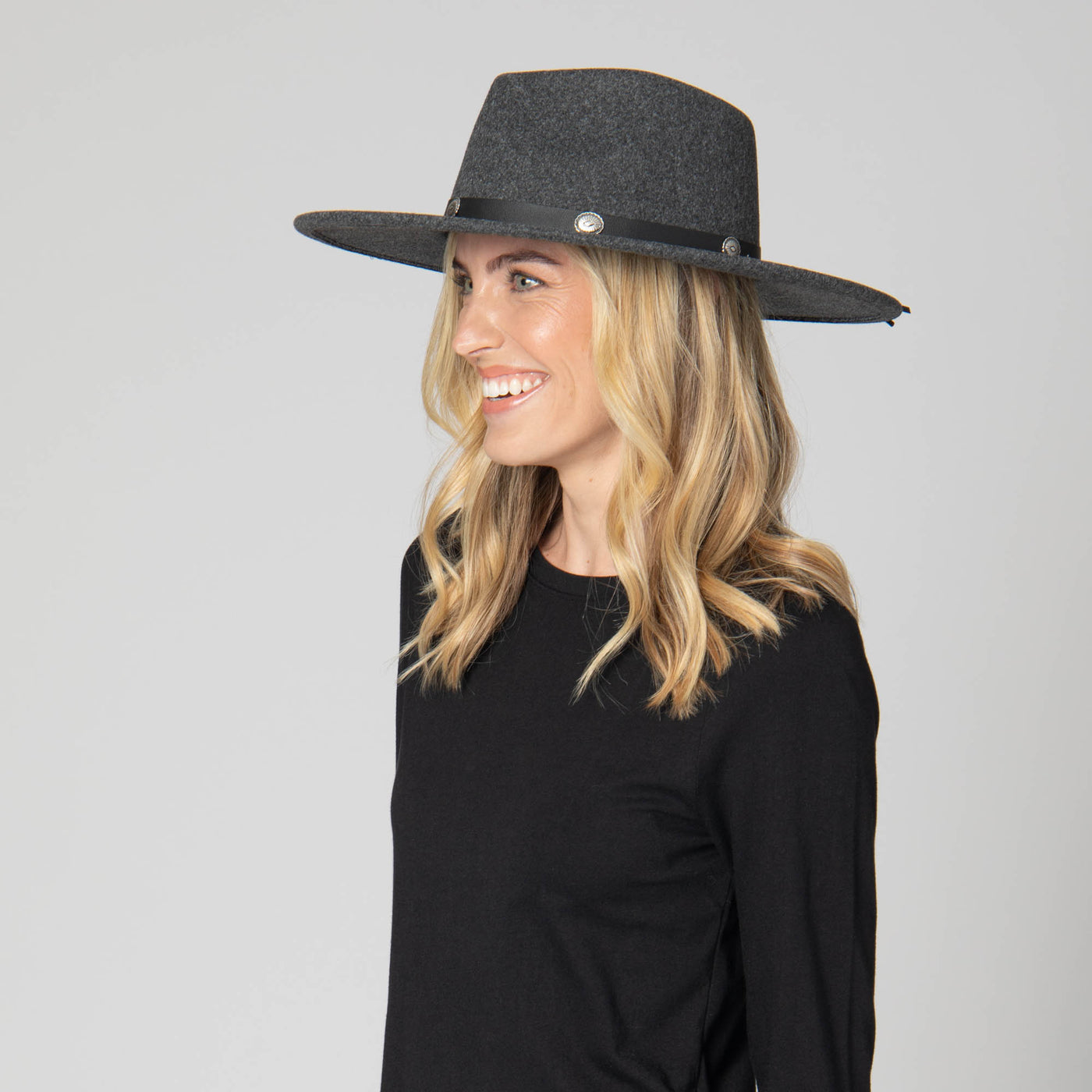 Faux Felt Fedora with Silver Concho Band-FEDORA-San Diego Hat Company
