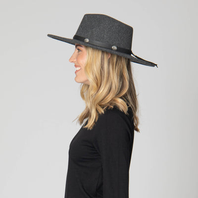 Faux Felt Fedora with Silver Concho Band-FEDORA-San Diego Hat Company