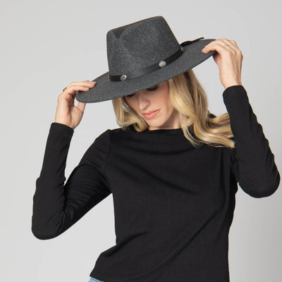 Faux Felt Fedora with Silver Concho Band-FEDORA-San Diego Hat Company