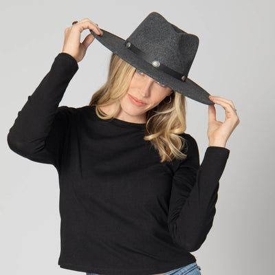 Faux Felt Fedora with Silver Concho Band-FEDORA-San Diego Hat Company
