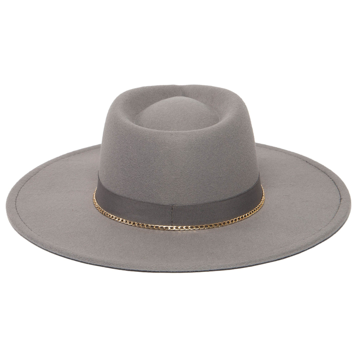 Mia - Faux Felt Fedora with Pinch Crown and Gold Trim Band-FEDORA-San Diego Hat Company