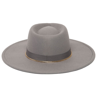 Mia - Faux Felt Fedora with Pinch Crown and Gold Trim Band-FEDORA-San Diego Hat Company