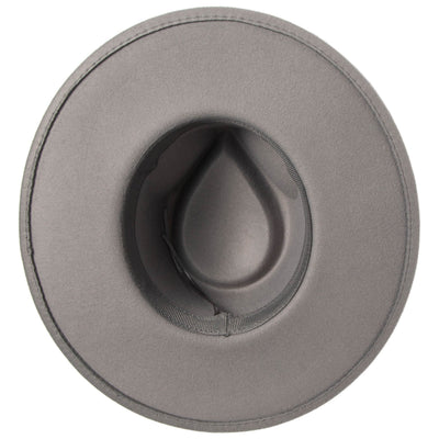 Mia - Faux Felt Fedora with Pinch Crown and Gold Trim Band-FEDORA-San Diego Hat Company