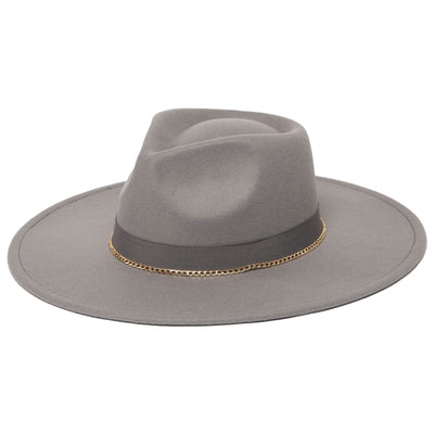 Mia - Faux Felt Fedora with Pinch Crown and Gold Trim Band-FEDORA-San Diego Hat Company