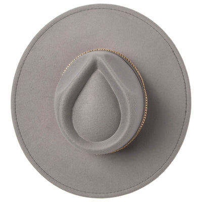 Mia - Faux Felt Fedora with Pinch Crown and Gold Trim Band-FEDORA-San Diego Hat Company