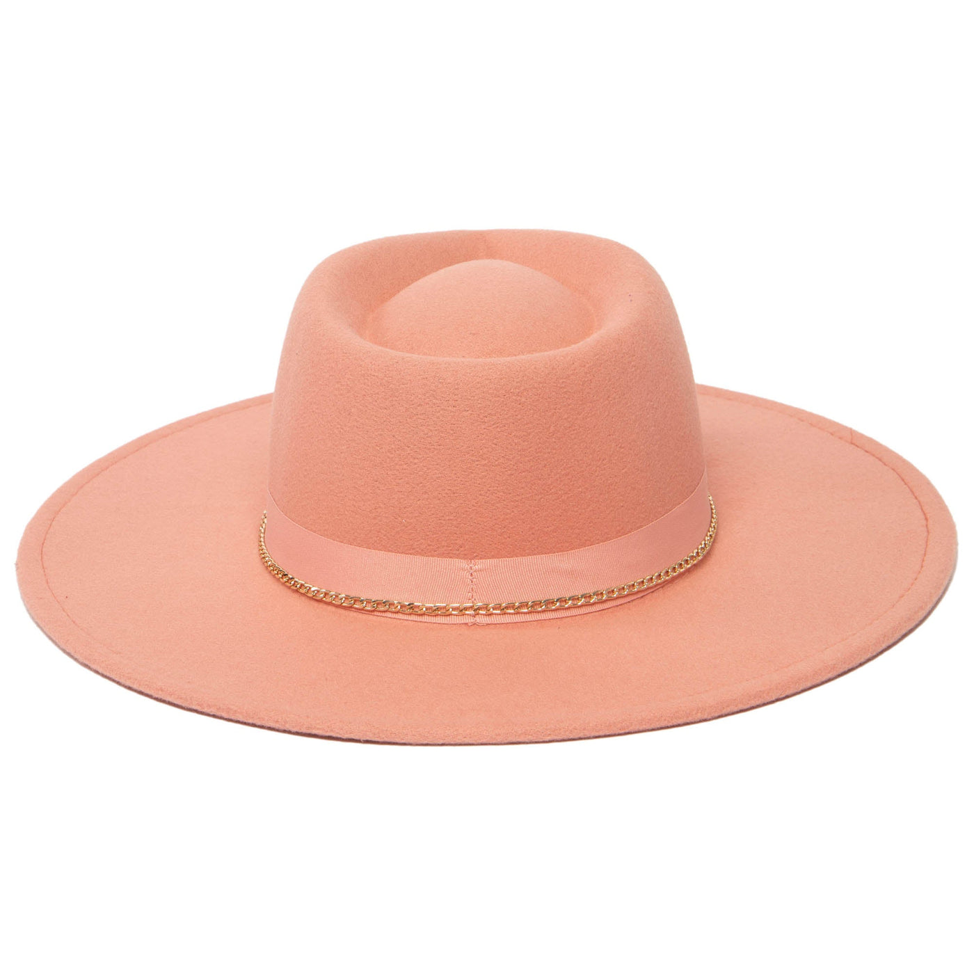 Mia - Faux Felt Fedora with Pinch Crown and Gold Trim Band-FEDORA-San Diego Hat Company