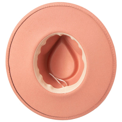 Mia - Faux Felt Fedora with Pinch Crown and Gold Trim Band-FEDORA-San Diego Hat Company