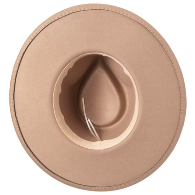Mia - Faux Felt Fedora with Pinch Crown and Gold Trim Band-FEDORA-San Diego Hat Company