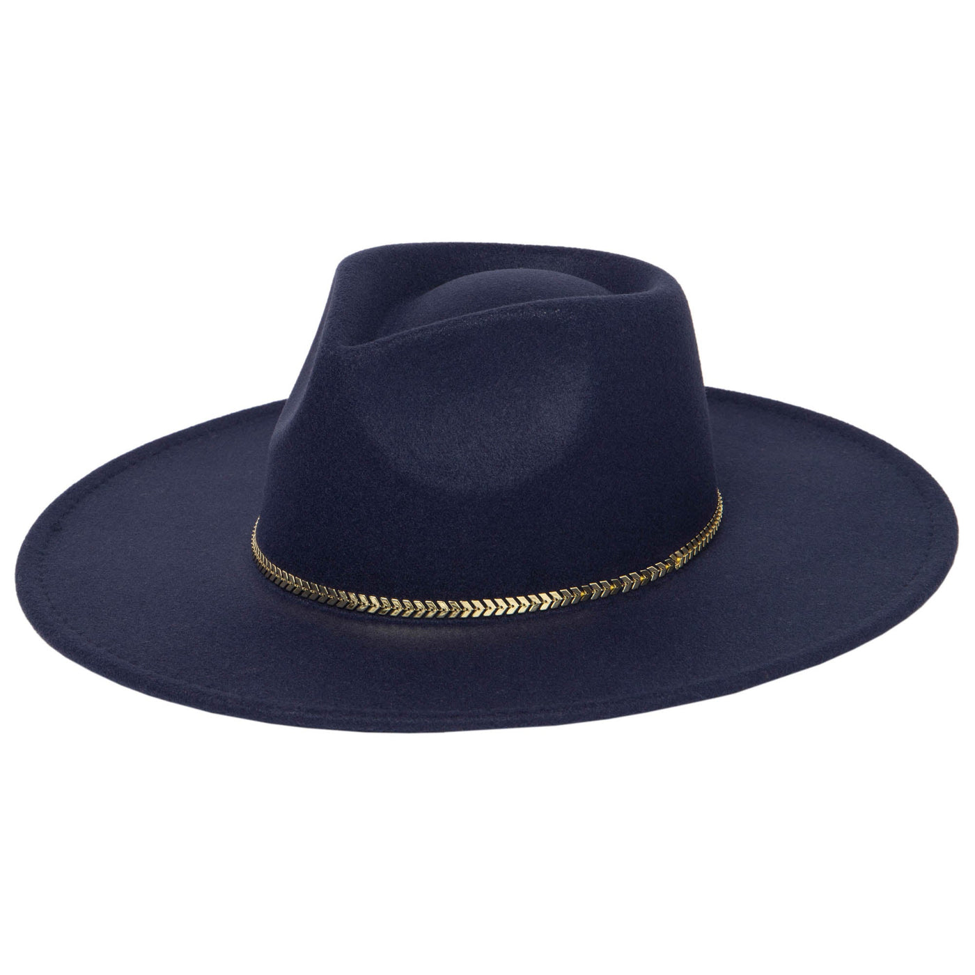 Women's Fedora with Chevron Gold Chain Trim-FEDORA-San Diego Hat Company