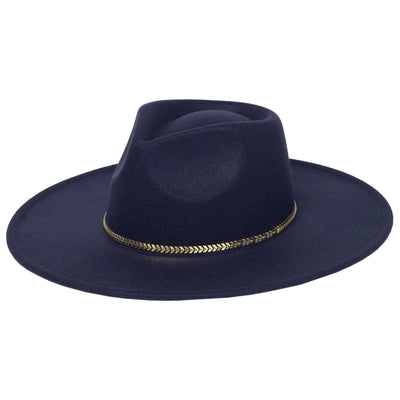 Women's Fedora with Chevron Gold Chain Trim-FEDORA-San Diego Hat Company