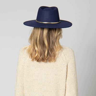 Women's Fedora with Chevron Gold Chain Trim-FEDORA-San Diego Hat Company