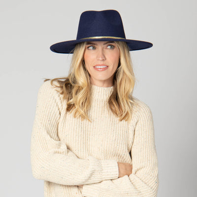 Women's Fedora with Chevron Gold Chain Trim-FEDORA-San Diego Hat Company