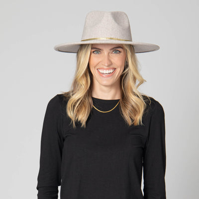 Women's Fedora with Chevron Gold Chain Trim-FEDORA-San Diego Hat Company