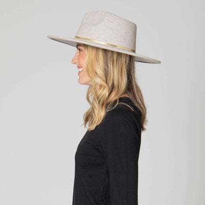 Women's Fedora with Chevron Gold Chain Trim-FEDORA-San Diego Hat Company