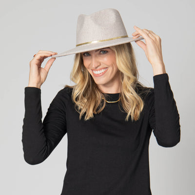 Women's Fedora with Chevron Gold Chain Trim-FEDORA-San Diego Hat Company